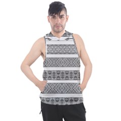 Borders Ikat Ethnic Frame Tribal Men s Sleeveless Hoodie