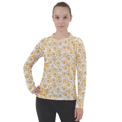 Spiral Pattern Fractal Texture Women s Pique Long Sleeve Tee by Wegoenart