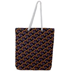 Abstract Orange Geometric Pattern Full Print Rope Handle Tote (large)