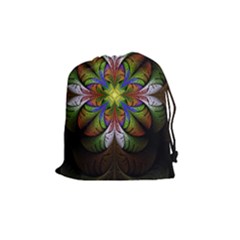 Fractal Flower Fantasy Pattern Drawstring Pouch (medium)