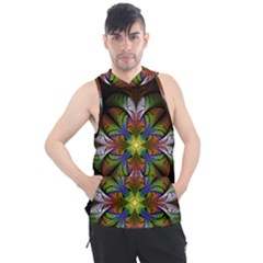 Fractal Flower Fantasy Pattern Men s Sleeveless Hoodie