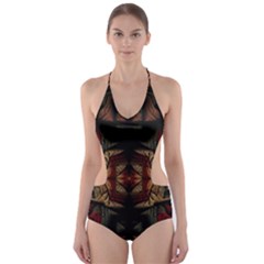 Fractal Fantasy Texture Pattern Cut-out One Piece Swimsuit by Wegoenart