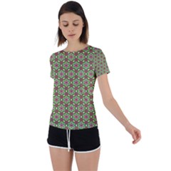 Background Green Ornamental Pattern Back Circle Cutout Sports Tee