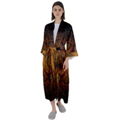 Fractal Art Abstract Pattern Maxi Satin Kimono