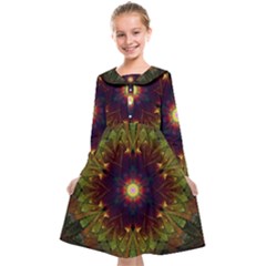 Art Abstract Fractal Pattern Kids  Midi Sailor Dress