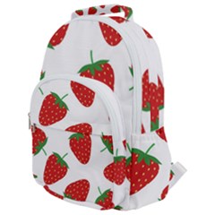 Seamless Pattern Fresh Strawberry Rounded Multi Pocket Backpack by Wegoenart