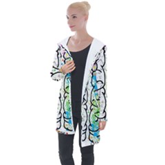 Brain Mind Psychology Idea Drawing Longline Hooded Cardigan by Wegoenart