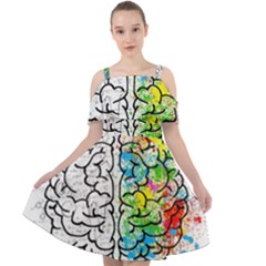 Brain Mind Psychology Idea Drawing Cut Out Shoulders Chiffon Dress