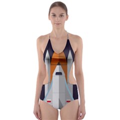 Rocket Space Universe Spaceship Cut-out One Piece Swimsuit by Wegoenart