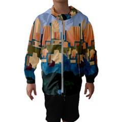 City Buildings Urban Dawn Kids  Hooded Windbreaker