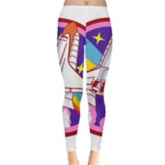 Pink Rainbow Rocket Leggings  by Wegoenart