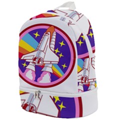 Pink Rainbow Rocket Zip Bottom Backpack