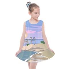 Vacation Island Sunset Sunrise Kids  Summer Dress by Wegoenart