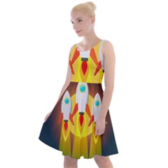 Rocket Take Off Missiles Cosmos Knee Length Skater Dress