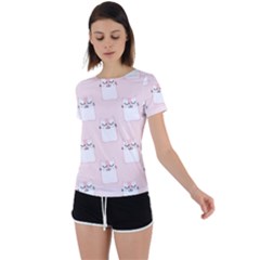 Pattern Pink Cute Sweet Fur Cats Back Circle Cutout Sports Tee by Wegoenart