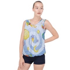 Science Fiction Outer Space Bubble Hem Chiffon Tank Top by Wegoenart