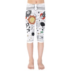 Astronaut Drawing Planet Kids  Capri Leggings  by Wegoenart