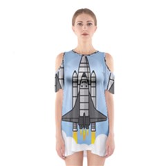 Rocket Shuttle Spaceship Science Shoulder Cutout One Piece Dress