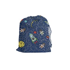 Cat Cosmos Cosmonaut Rocket Drawstring Pouch (medium) by Wegoenart