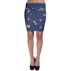 Cat Cosmos Cosmonaut Rocket Bodycon Skirt by Wegoenart