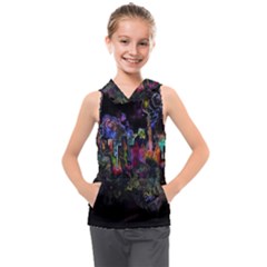 Grunge Paint Splatter Splash Ink Kids  Sleeveless Hoodie by Wegoenart