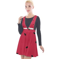 Minimalist Summer Watermelon Wallpaper Plunge Pinafore Velour Dress by Nexatart