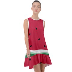 Minimalist Summer Watermelon Wallpaper Frill Swing Dress by Nexatart