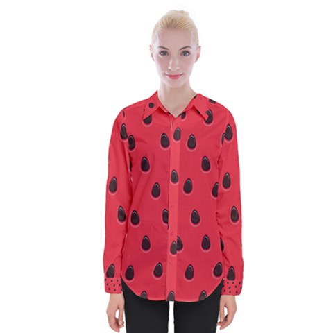 Seamless Watermelon Surface Texture Womens Long Sleeve Shirt by Nexatart