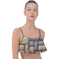 Colorful Brick Wall Texture Frill Bikini Top by Nexatart