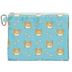 Cute Corgi Dog Face Pattern Canvas Cosmetic Bag (xxl) by Nexatart