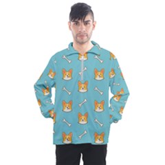 Cute Corgi Dog Face Pattern Men s Half Zip Pullover