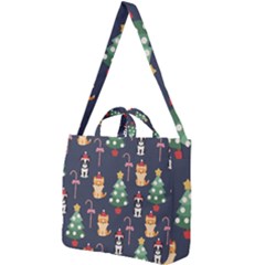 Boston Terrier Welsh Corgi Puppies Seamless Pattern Wallpaper Square Shoulder Tote Bag by Nexatart