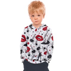 Red Lips Black Heels Pattern Kids  Overhead Hoodie