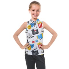 Cinema Icons Pattern Seamless Signs Symbols Collection Icon Kids  Sleeveless Polo Tee