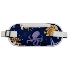 Marine Seamless Pattern Thin Line Memphis Style Rounded Waist Pouch by Nexatart