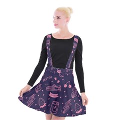 Various Cute Girly Stuff Seamless Pattern Suspender Skater Skirt by Nexatart