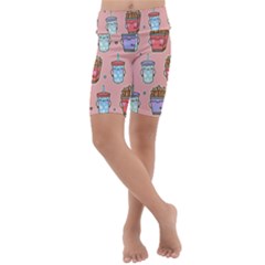 Cute Kawaii Food Seamless Pattern Kids  Lightweight Velour Cropped Yoga Leggings by Nexatart