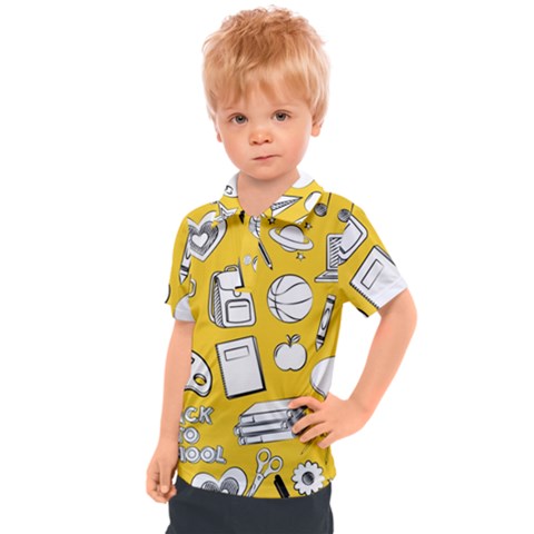 Pattern With Basketball Apple Paint Back School Illustration Kids  Polo Tee by Nexatart