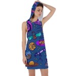 Space Sketch Set Colored Racer Back Hoodie Dress