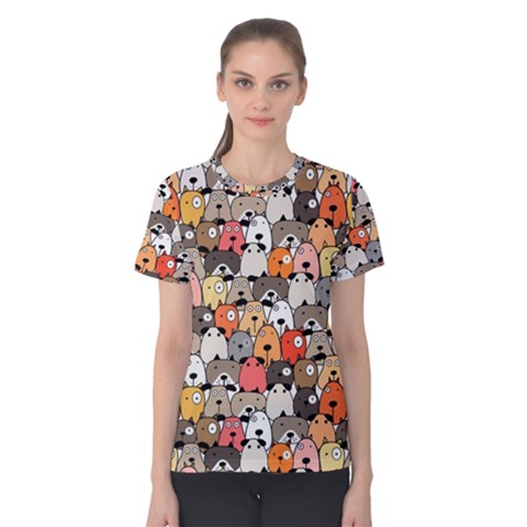 Cute Dog Seamless Pattern Background Women s Cotton Tee by Nexatart