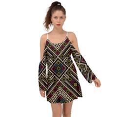 Zentangle Style Geometric Ornament Pattern Kimono Sleeves Boho Dress by Nexatart