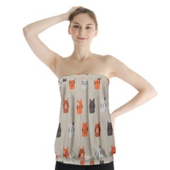 Cat Faces Pattern Strapless Top