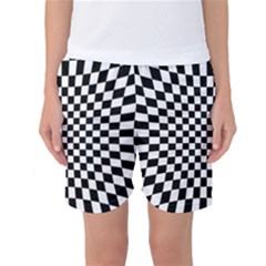 Illusion Checkerboard Black And White Pattern Women s Basketball Shorts by Nexatart