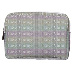 I Love Vintage Phrase Motif Striped Pattern Design Make Up Pouch (medium) by dflcprintsclothing