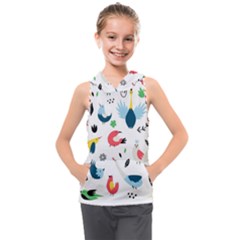 Vector Set Isolates With Cute Birds Scandinavian Style Kids  Sleeveless Hoodie