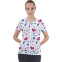 Hearts Seamless Pattern Memphis Style Short Sleeve Zip Up Jacket View1