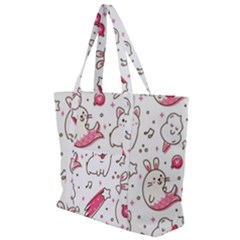 Cute Animals Seamless Pattern Kawaii Doodle Style Zip Up Canvas Bag by Vaneshart