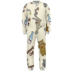 Happy Cats Pattern Background Onepiece Jumpsuit (men) 