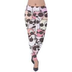 Cute Dog Seamless Pattern Background Velvet Leggings