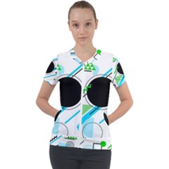 Geometric Shapes Background Short Sleeve Zip Up Jacket